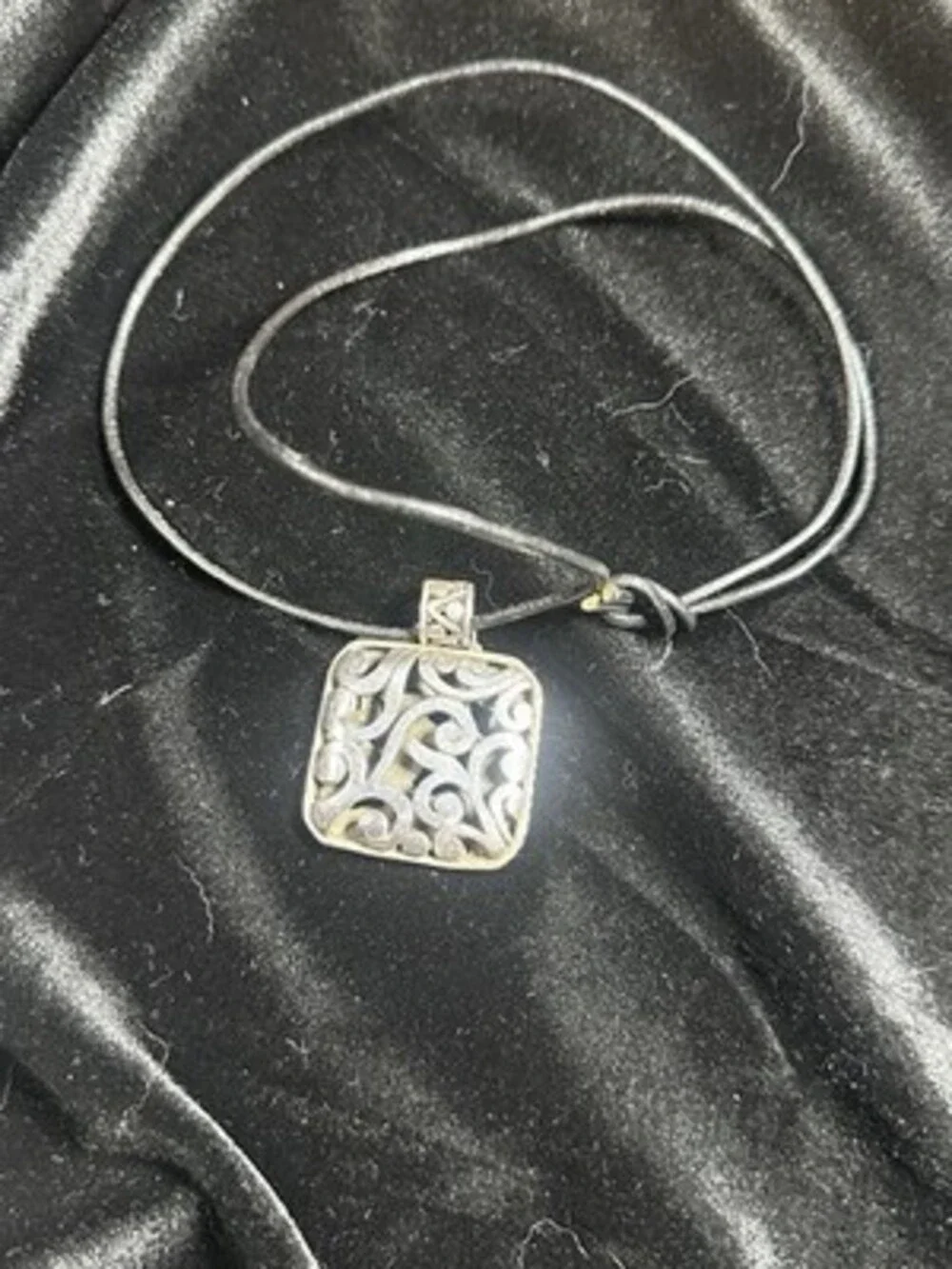 Vintage Sterling Silver Pendant Openwork Filigree Swirl Scroll Pendant, marked
